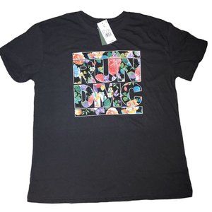 RUN DMC T-shirt Size Large Black With Floral Multicolor Lettering New With Tags